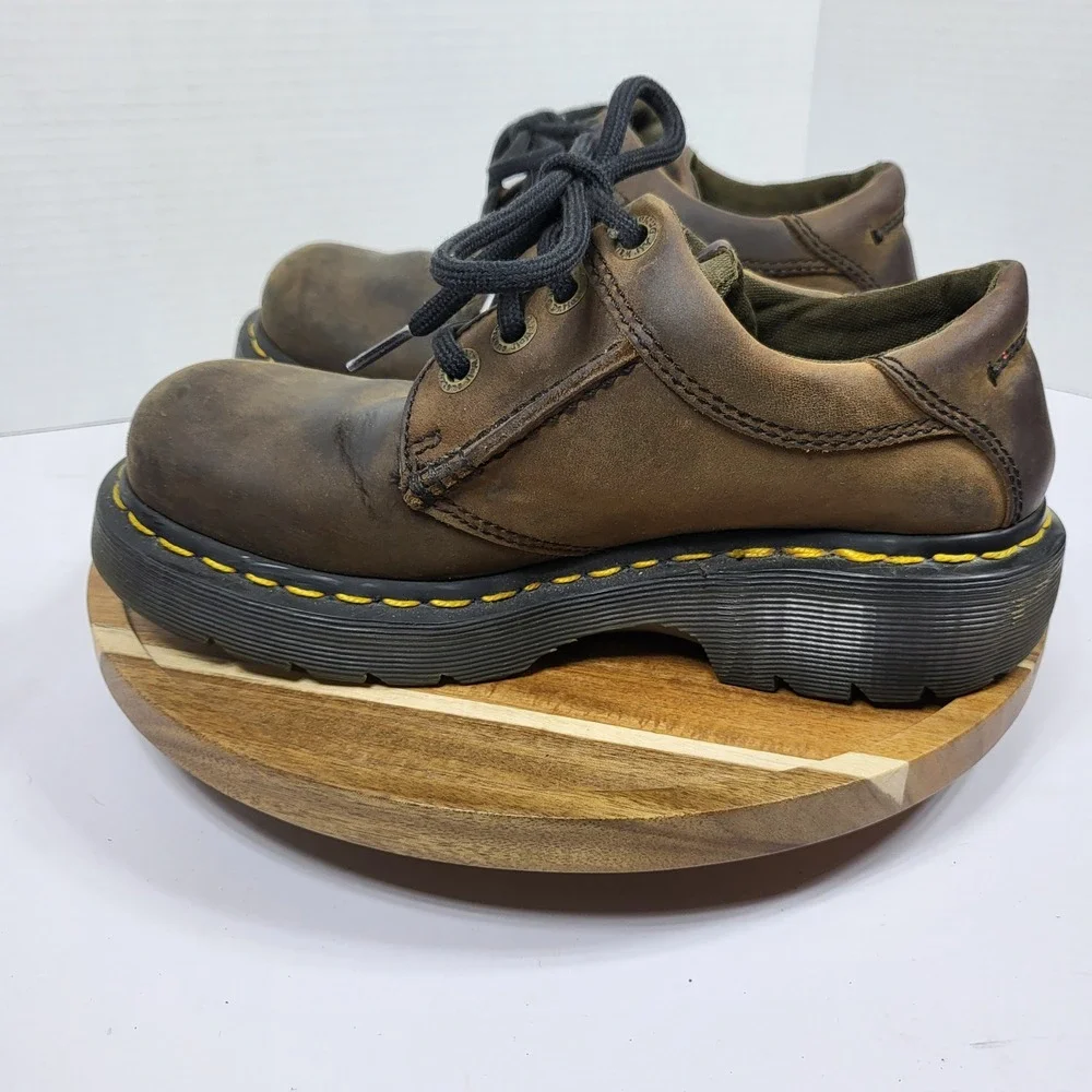 Dr. Martens 8A17 Shoes Mens 4 Brown‎ Good Made in England Vintage Leather Chunky